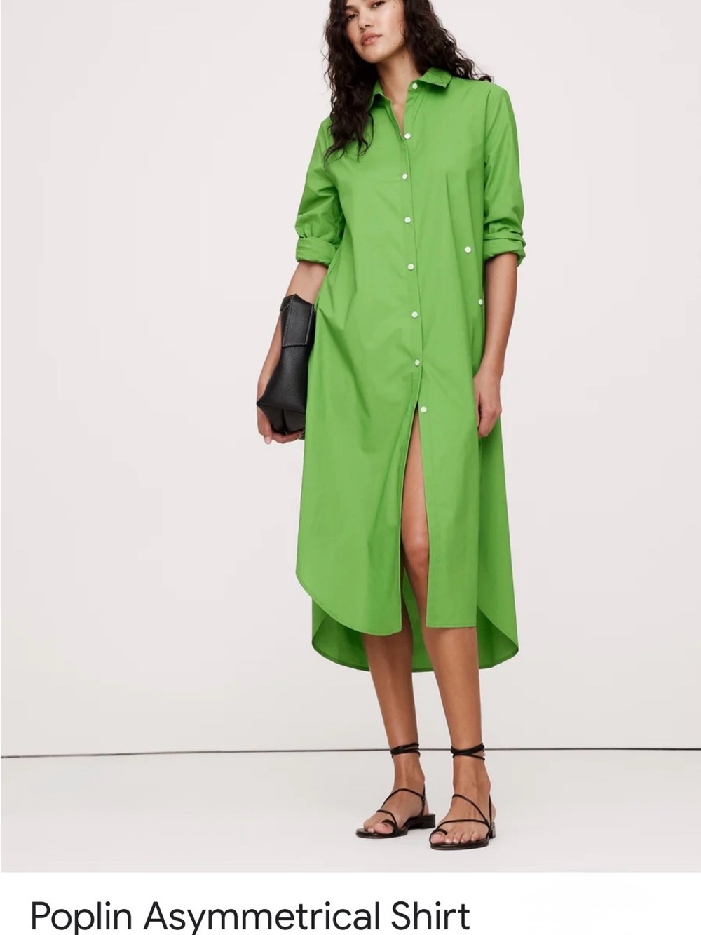 Banana Republic Lime Green Poplin Asymmetrical Shirt Dress